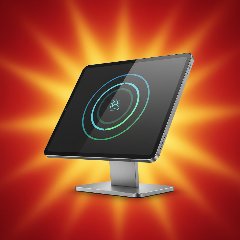 UltraView Pro Smart Tablet on vibrant gradient background