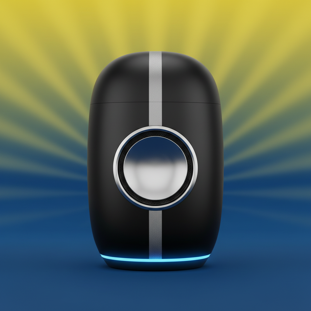 SmartHome 360 Voice Speaker on vibrant gradient background