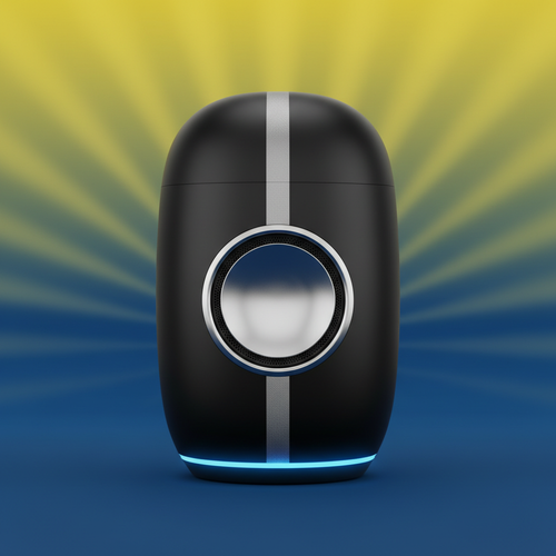 SmartHome 360 Voice Speaker on vibrant gradient background